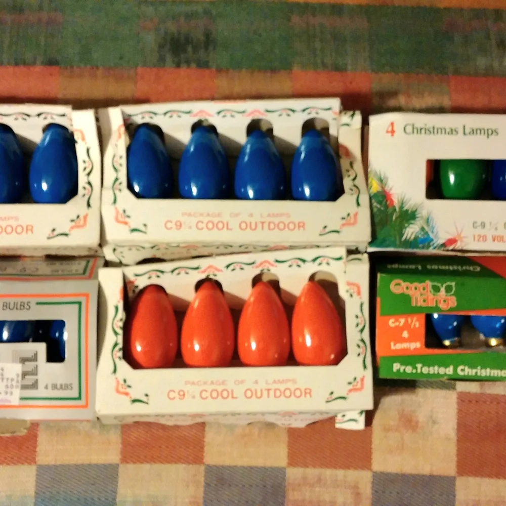Lot of Vintage Christmas Light Bulbs, Colored Replacements (Not Tested)